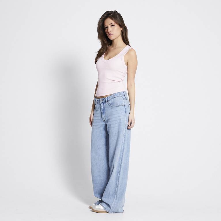 V-neck ribbed tank top "Amy" Soft Pink